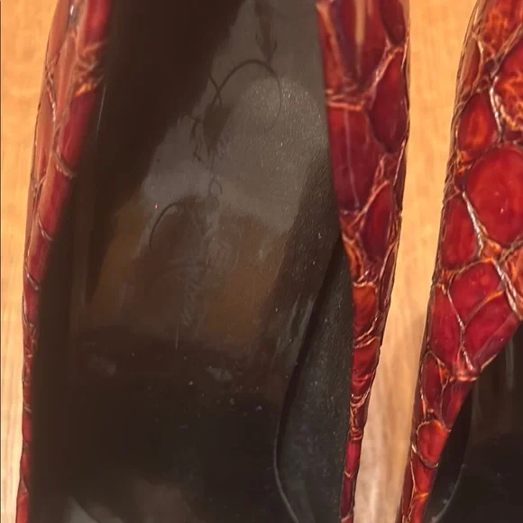 Jessica Simpson Red Stiletto Heels with Textured Finish Gently Used - Picture 6 of 7